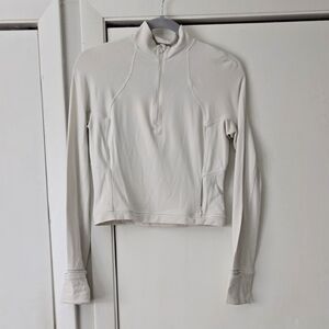 Lululemon Its Rulu Run Cropped 1/2 Zip In Bone Sz. 8